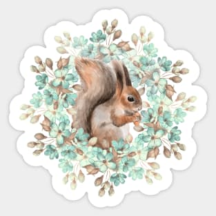 Squirrel and flowers Sticker